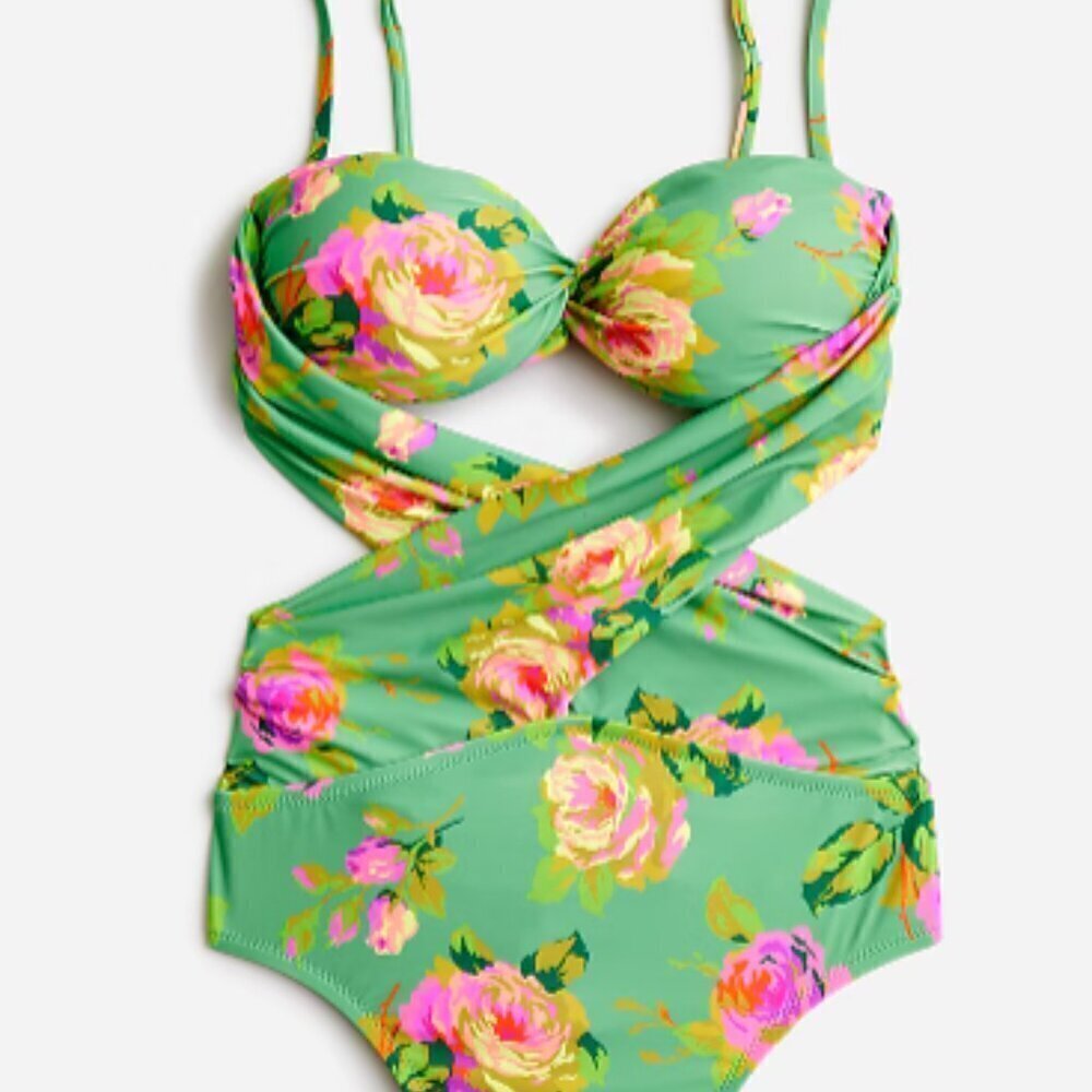 J. Crew Crisscross Cutout Bandeau One-Piece in Rose Garden Plus Size 20 NWT